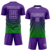 Maxcorners Custom Purple White-Grass Green Gradient Pinstripe Sublimation Soccer Uniform Jersey LM2605