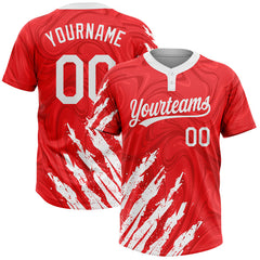 Maxcorners Custom Red White 3D Pattern Two-Button Unisex Softball Jersey
 LM0609