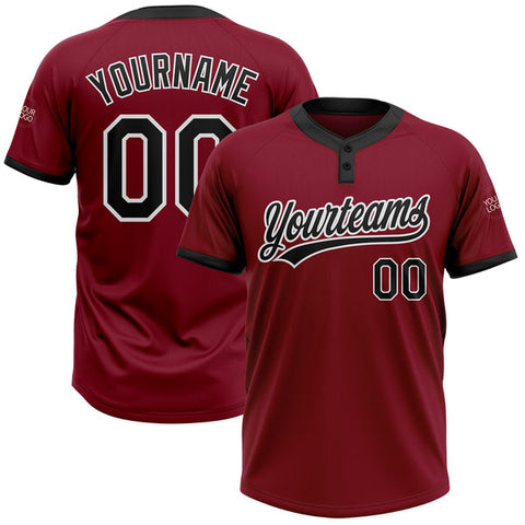 Maxcorners Custom Crimson Black-White Two-Button Unisex Softball Jersey
 LM0609