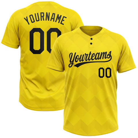 Maxcorners Custom Gold Black 3D Pattern Two-Button Unisex Softball Jersey
 LM0609