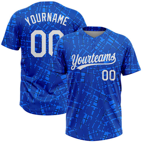 Maxcorners Custom Royal White 3D Pattern Two-Button Unisex Softball Jersey
 LM0609