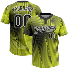 Maxcorners Custom Gold Black-White 3D Pattern Two-Button Unisex Softball Jersey LM0609