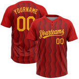 Maxcorners Custom Red Gold-Black 3D Pattern Two-Button Unisex Softball Jersey
 LM0609