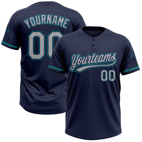 Maxcorners Custom Navy Red Pinstripe Old Gold Two-Button Unisex Softball Jersey Shirt
 LM0609