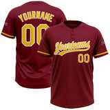 Maxcorners Custom Crimson Yellow-White Two-Button Unisex Softball Jersey
 LM0609