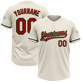 Maxcorners Custom Cream Red-Green Two-Button Unisex Softball Jersey
 LM0609