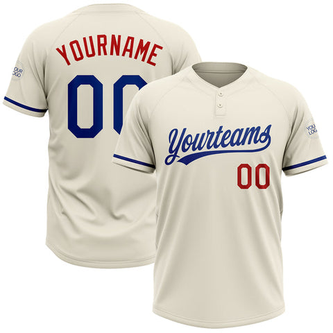 Maxcorners Custom Cream Royal-Red Two-Button Unisex Softball Jersey
 LM0609