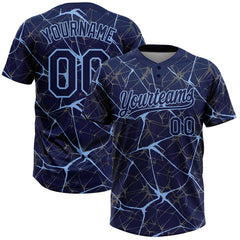 Maxcorners Custom Navy Light Blue 3D Pattern Abstract Network Two-Button Unisex Softball Jersey
 LM0609