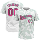 Maxcorners Custom White Pink-Kelly Green 3D Pattern Curve Lines Two-Button Unisex Softball Jersey
 LM0609