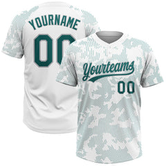 Maxcorners Custom White Teal-Gray 3D Pattern Curve Lines Two-Button Unisex Softball Jersey
 LM0609