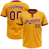 Maxcorners Custom Gold Crimson Pinstripe White Two-Button Unisex Softball Jersey LM0609
