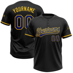 Maxcorners Custom Black Royal-Yellow Two-Button Unisex Softball Jersey LM0609
