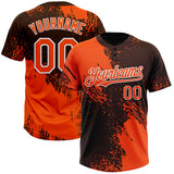 Maxcorners Custom Orange Brown-White 3D Pattern Abstract Brush Stroke Two-Button Unisex Softball Jersey
 LM0609