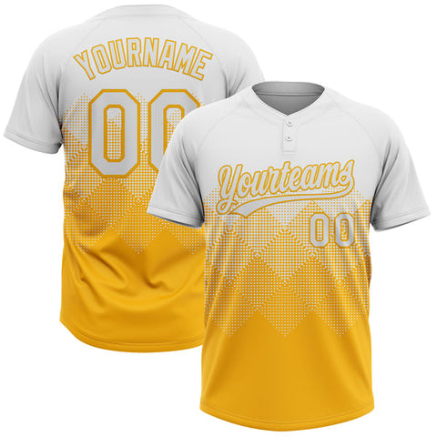 Maxcorners Custom White Gold 3D Gradient Square Shape Two-Button Unisex Softball Jersey
 LM0609