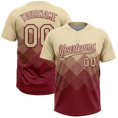 Maxcorners Custom Cream Crimson 3D Gradient Square Shape Two-Button Unisex Softball Jersey LM0609
