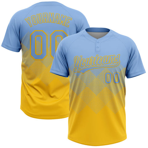 Maxcorners Custom Light Blue Yellow 3D Gradient Square Shape Two-Button Unisex Softball Jersey
 LM0609