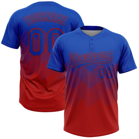 Maxcorners Custom Thunder Blue Red 3D Gradient Square Shape Two-Button Unisex Softball Jersey
 LM0609