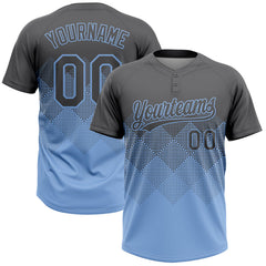 Maxcorners Custom Steel Gray Light Blue 3D Gradient Square Shape Two-Button Unisex Softball Jersey LM0609