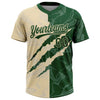 Maxcorners Custom Graffiti Pattern Green-Cream 3D Scratch Two-Button Unisex Softball Jersey LM2605