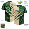 Maxcorners Custom Graffiti Pattern Green-Cream 3D Scratch Two-Button Unisex Softball Jersey LM2605