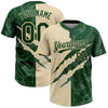Maxcorners Custom Graffiti Pattern Green-Cream 3D Scratch Two-Button Unisex Softball Jersey LM2605