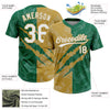 Maxcorners Custom Graffiti Pattern White Kelly Green-Old Gold 3D Scratch Two-Button Unisex Softball Jersey LM2605