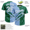Maxcorners Custom Graffiti Pattern White Kelly Green-Light Blue 3D Scratch Two-Button Unisex Softball Jersey LM2605