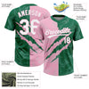 Maxcorners Custom Graffiti Pattern White Kelly Green-Light Pink 3D Scratch Two-Button Unisex Softball Jersey LM2605