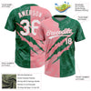 Maxcorners Custom Graffiti Pattern White Kelly Green-Medium Pink 3D Scratch Two-Button Unisex Softball Jersey LM2605