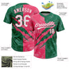 Maxcorners Custom Graffiti Pattern White Kelly Green-Neon Pink 3D Scratch Two-Button Unisex Softball Jersey LM2605
