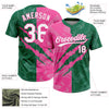 Maxcorners Custom Graffiti Pattern White Kelly Green-Pink 3D Scratch Two-Button Unisex Softball Jersey LM2605