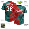Maxcorners Custom Graffiti Pattern White Teal-Red 3D Scratch Two-Button Unisex Softball Jersey LM2605