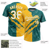 Maxcorners Custom Graffiti Pattern White Teal-Gold 3D Scratch Two-Button Unisex Softball Jersey LM2605