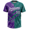 Maxcorners Custom Graffiti Pattern White Teal-Purple 3D Scratch Two-Button Unisex Softball Jersey LM2605