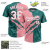 Maxcorners Custom Graffiti Pattern White Teal-Medium Pink 3D Scratch Two-Button Unisex Softball Jersey LM2605