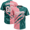 Maxcorners Custom Graffiti Pattern White Teal-Medium Pink 3D Scratch Two-Button Unisex Softball Jersey LM2605