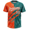 Maxcorners Custom Graffiti Pattern White Teal-Orange 3D Scratch Two-Button Unisex Softball Jersey LM2605