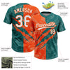 Maxcorners Custom Graffiti Pattern White Teal-Orange 3D Scratch Two-Button Unisex Softball Jersey LM2605