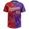 Maxcorners Custom Graffiti Pattern White Purple-Red 3D Scratch Two-Button Unisex Softball Jersey LM2605