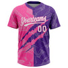 Maxcorners Custom Graffiti Pattern White Purple-Pink 3D Scratch Two-Button Unisex Softball Jersey LM2605