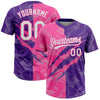Maxcorners Custom Graffiti Pattern White Purple-Pink 3D Scratch Two-Button Unisex Softball Jersey LM2605
