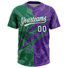Maxcorners Custom Graffiti Pattern White Purple-Kelly Green 3D Scratch Two-Button Unisex Softball Jersey LM2605