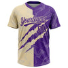 Maxcorners Custom Graffiti Pattern Purple-Cream 3D Scratch Two-Button Unisex Softball Jersey LM2605