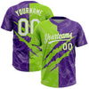 Maxcorners Custom Graffiti Pattern White Purple-Neon Green 3D Scratch Two-Button Unisex Softball Jersey LM2605