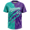 Maxcorners Custom Graffiti Pattern White Purple-Aqua 3D Scratch Two-Button Unisex Softball Jersey LM2605