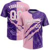 Maxcorners Custom Graffiti Pattern White Purple-Light Pink 3D Scratch Two-Button Unisex Softball Jersey LM2605