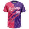 Maxcorners Custom Graffiti Pattern White Purple-Neon Pink 3D Scratch Two-Button Unisex Softball Jersey LM2605