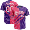 Maxcorners Custom Graffiti Pattern White Purple-Neon Pink 3D Scratch Two-Button Unisex Softball Jersey LM2605