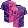 Maxcorners Custom Graffiti Pattern Purple-Pink 3D Scratch Two-Button Unisex Softball Jersey LM2605