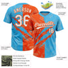 Maxcorners Custom Graffiti Pattern White Sky Blue-Orange 3D Scratch Two-Button Unisex Softball Jersey LM2605